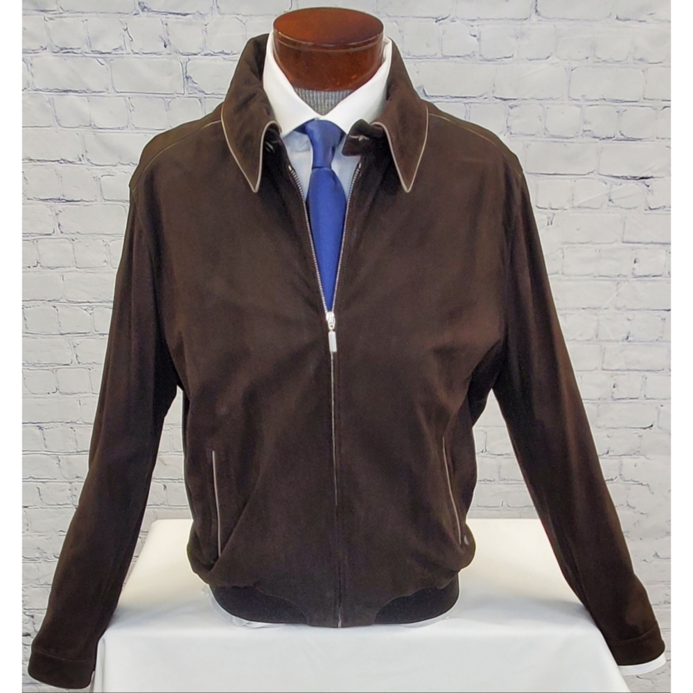 SOLD! Brioni Suede Brown leather Jacket US 48 EU58